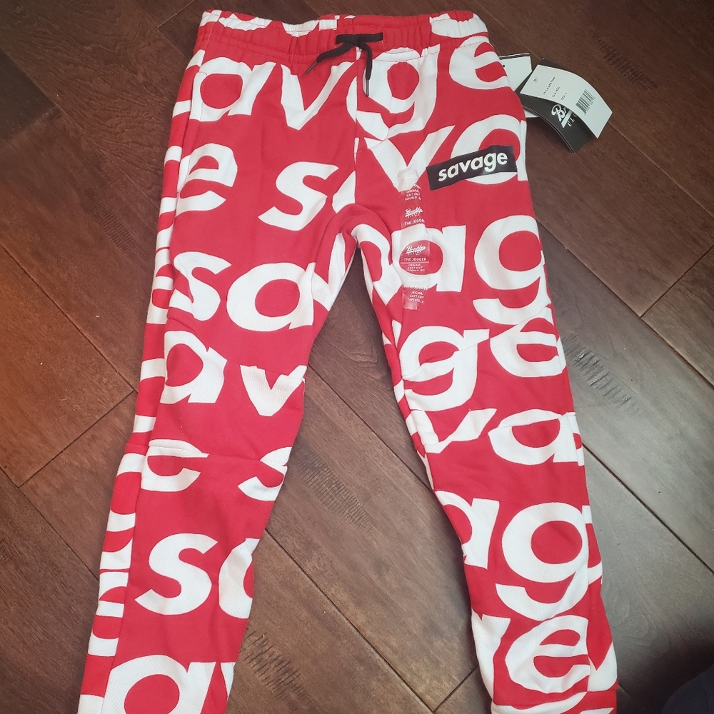 Kids joggers by Brooklyn cloth in red and white savage in size 5 new wit…